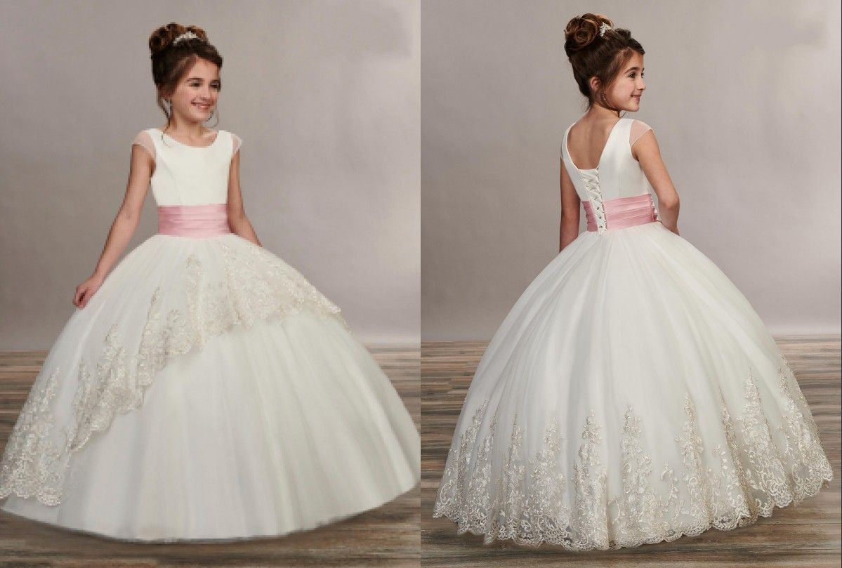 Acheter Nouvelle Arrivee Rose Ruban Fleur Filles Robes Pour