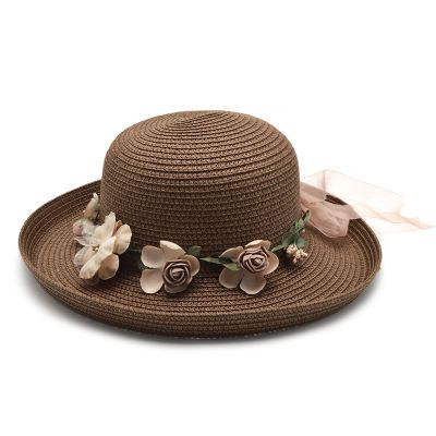 Summer Handmade Flower Straw Hat Women'S Garland Sunbonnet Bucket Hat ...