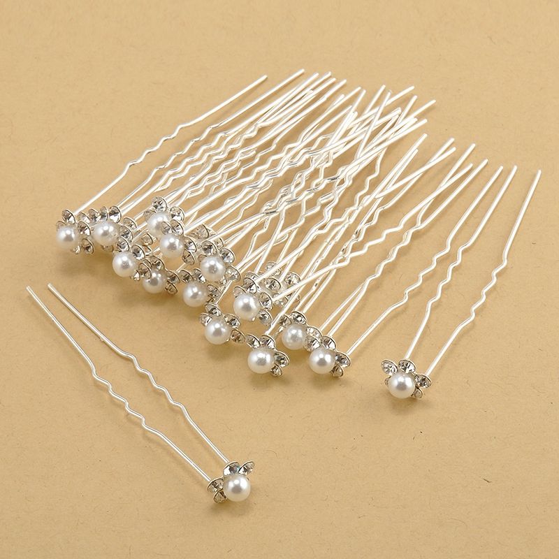 Lady Retro Pearl Hairpin Fashion Girl Flower Diamond Hair Sticks