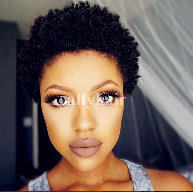 Brazilian Hair Short Black Wig Synthetic Afro Hair Puffy Straight