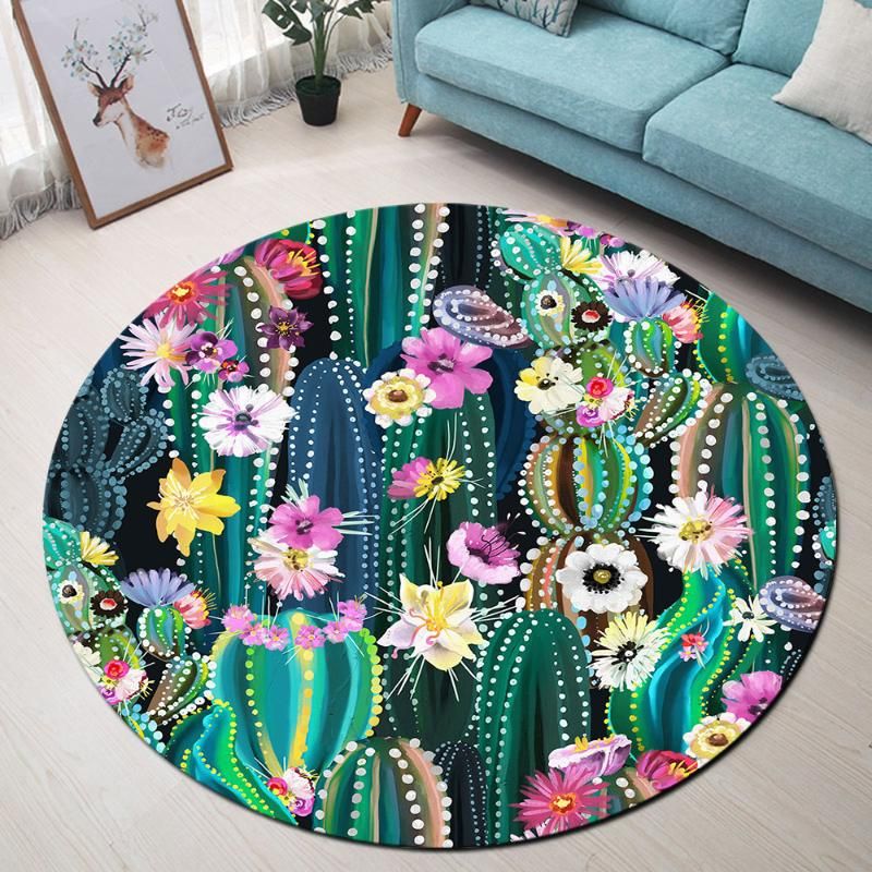 Non-slip Door Round Mat Tropical Cactus Rugs Room Floor Carpet Mat Bath Mat Non-slip Door Round Mat Tropical Cactus Rugs Room Floor Carpet Mat Bath Mat