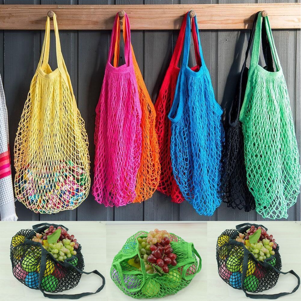 Environment Bag Shopper Tote Mesh Net Woven Cotton Bag Home Storage