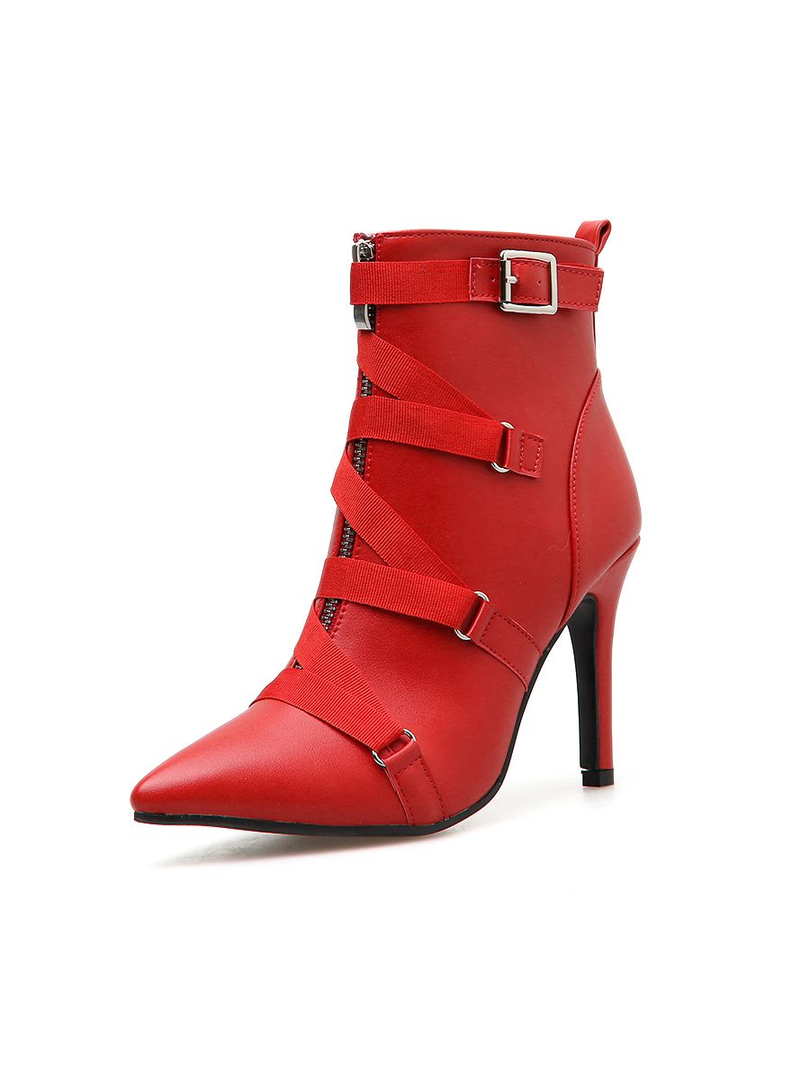 red wide width booties