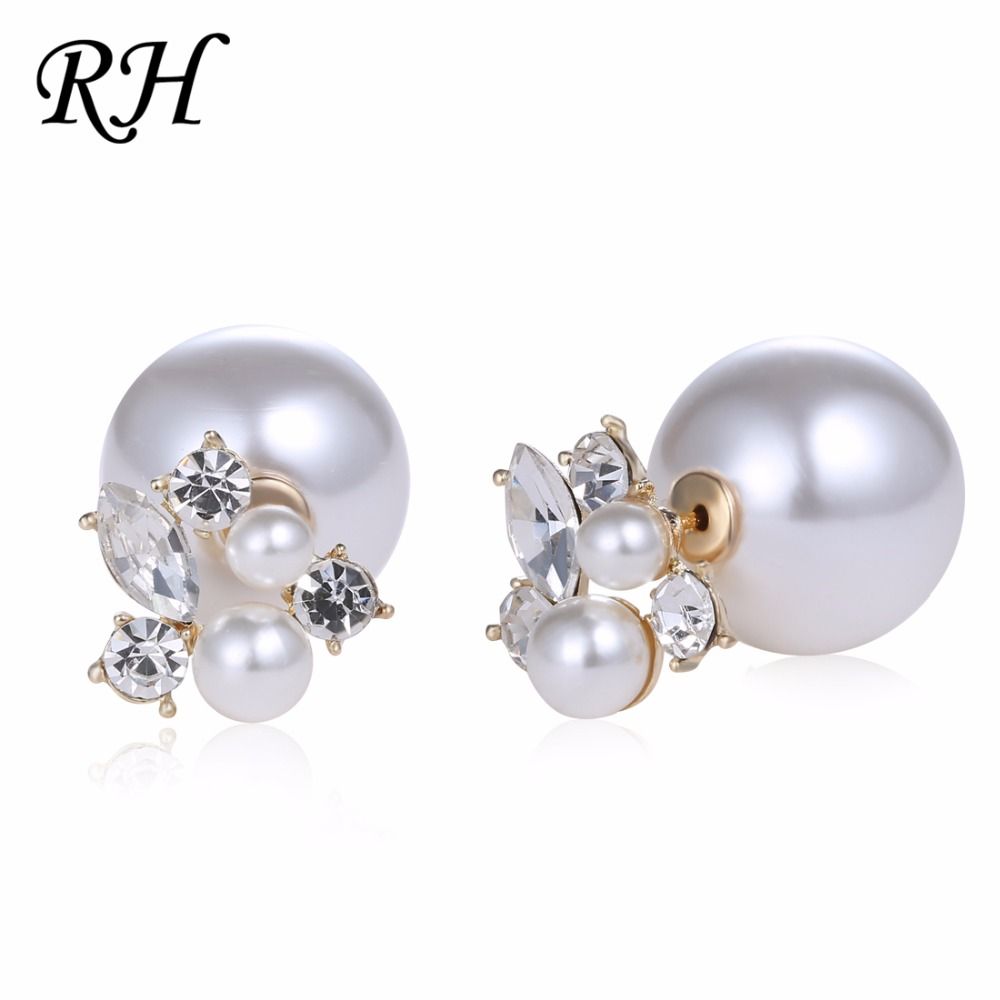 Super Lindo simuladas blanco perla Stud pendientes