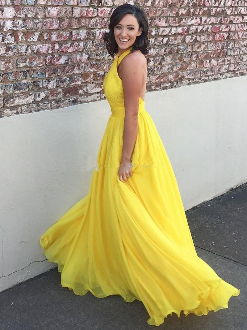 long flowy yellow dress