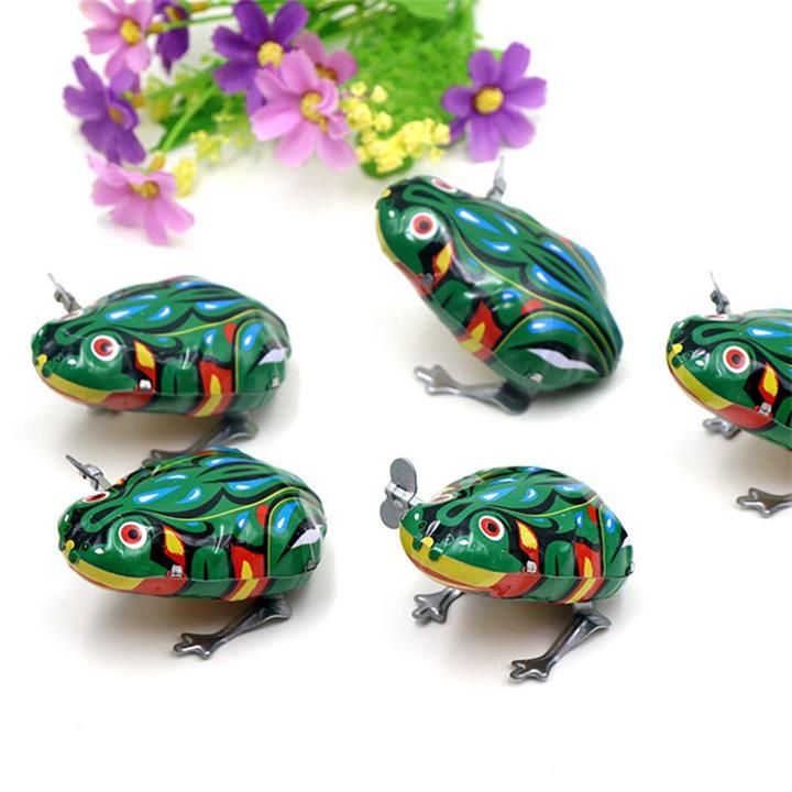 Kids Classic Tin Wind Up Clockwork Toys Jumping Frog Vintage Toy For Children 