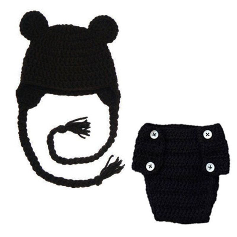 black knit baby hat
