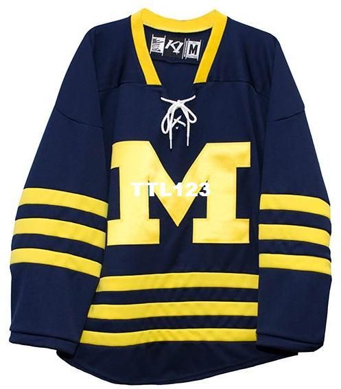 Michigan Hockey Jersey 100% Embroidery 