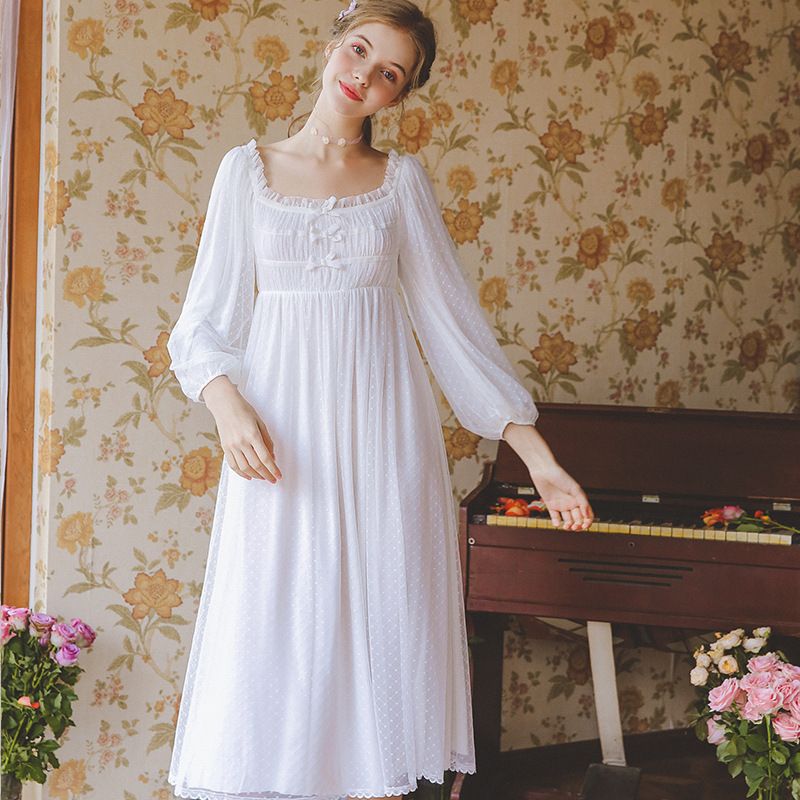 white long sleeve nightgown