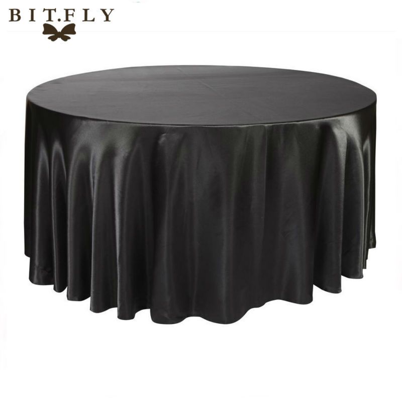 2020 Bitfly 10 Pack 120 Inch Round Satin Tablecloth White Black