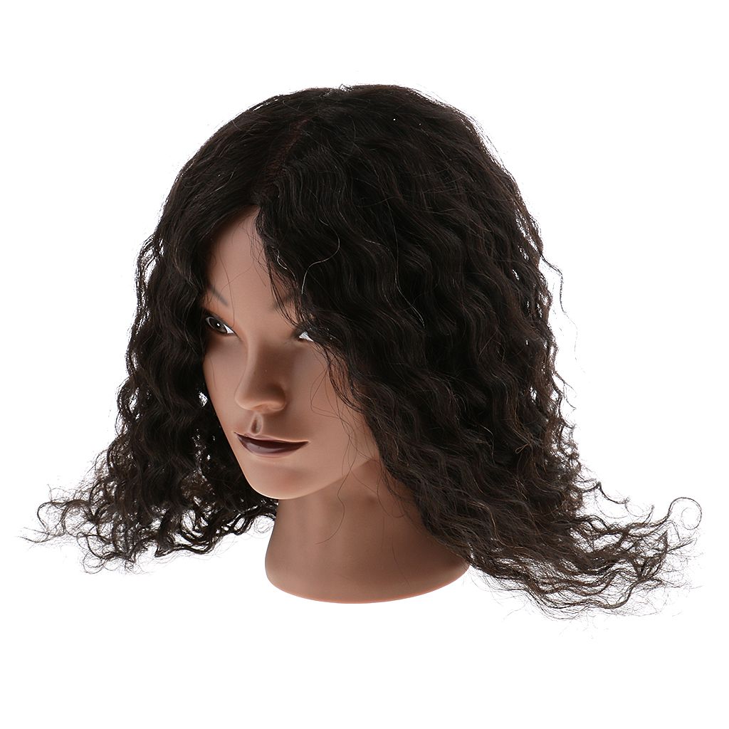 Hairdressing Cosmetology Silicone Practice Training Mannequin Manikin Head With 100% Human Hair Fluffy Curly Black Hairdressing Cosmetology Silicone Practice Training Mannequin Manikin Head With 100% Human Hair Fluffy Curly Black