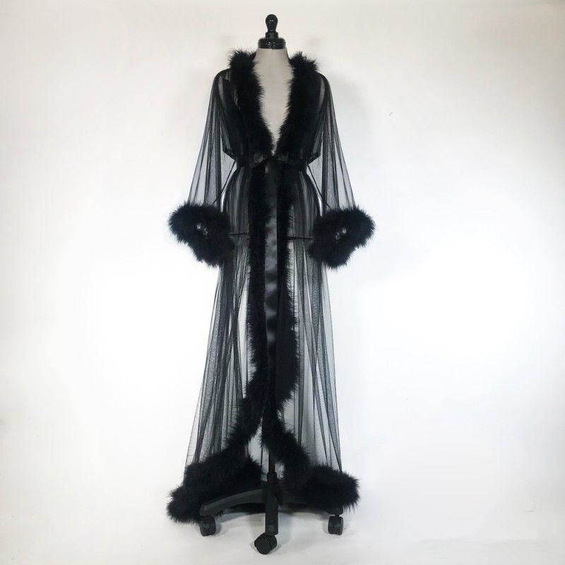 sheer nightgown with fur