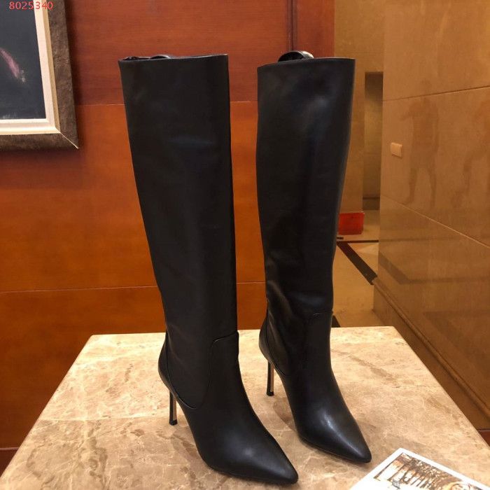 Nuevo tejido elástico para mujer tacón alto para mujer alto botas altas negro punteado