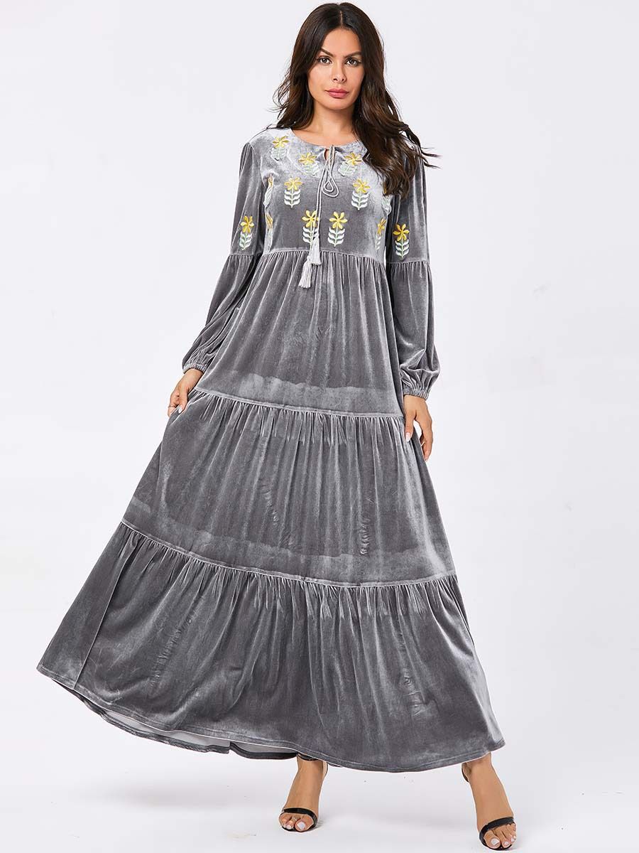 gray velvet dress