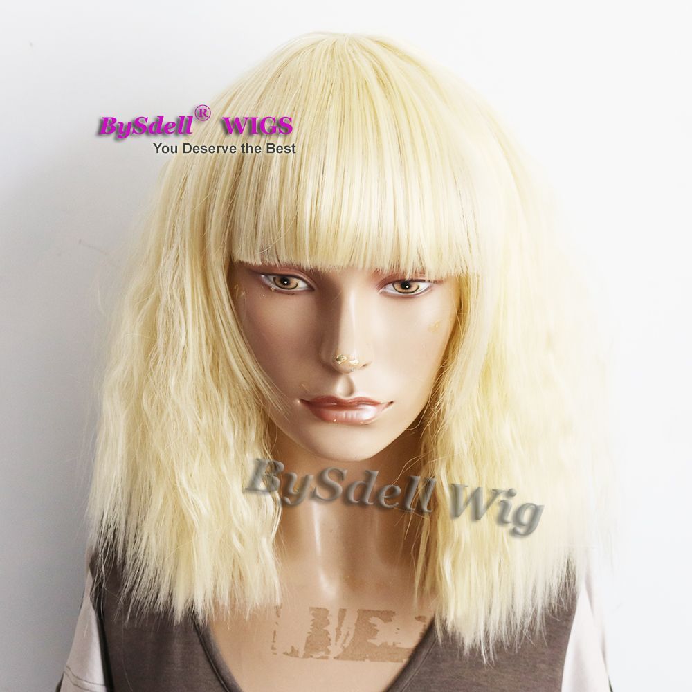 Medium Length Micro Kinky Curly Hair Wig Fluffy Bob Hairstyle Wig