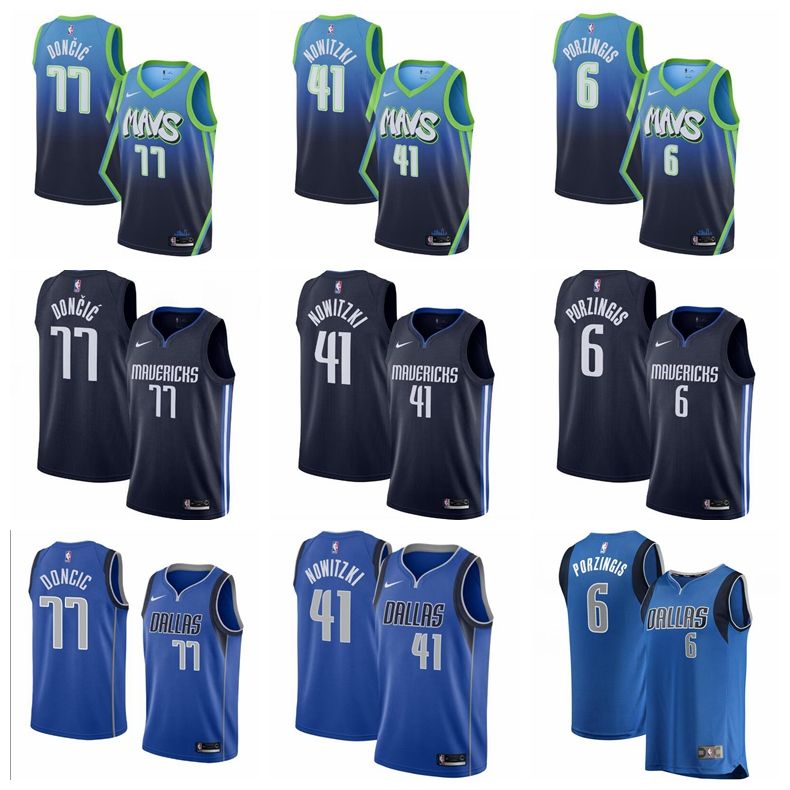 Mens Mavericks Doncic 77# Jersey Luka Blue 2019//20 Finished City Edition T-Shirt Jersey Short Sleeve Sport Top