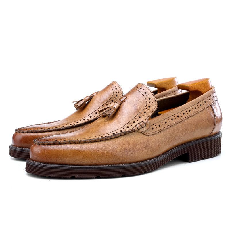 Fashion Coffee Brown Summer Loafers Father Shoes Mens Dress
