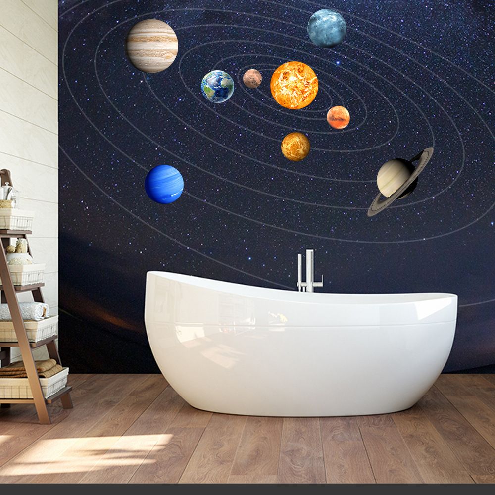 Kids Room Wall Stickers Glow In The Dark Planet Solar System Sun Earth Glowing Planets Ceiling Nursery Bedroom Wallpaper For Boys And Girls Decor Wall