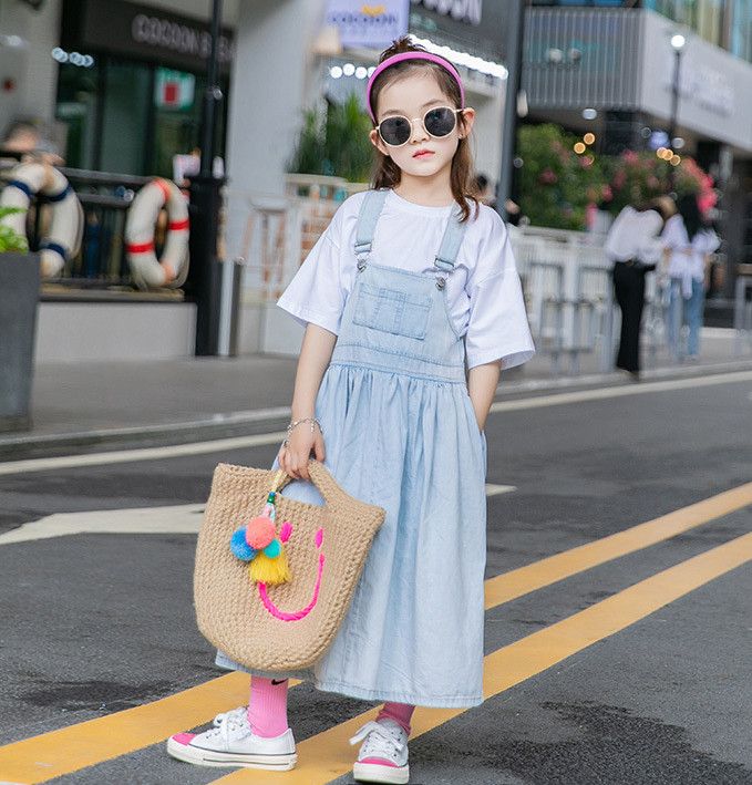 2020 Fashion New Old Girls Outfits Big Kids White Short Sleeve T