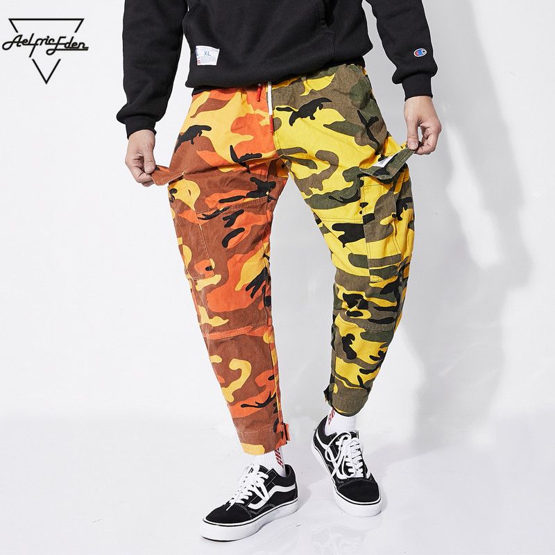 color block camo pants