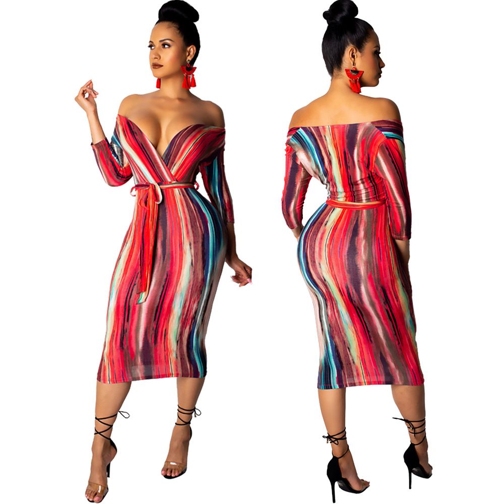 black bodycon off shoulder dress with plunging neckline