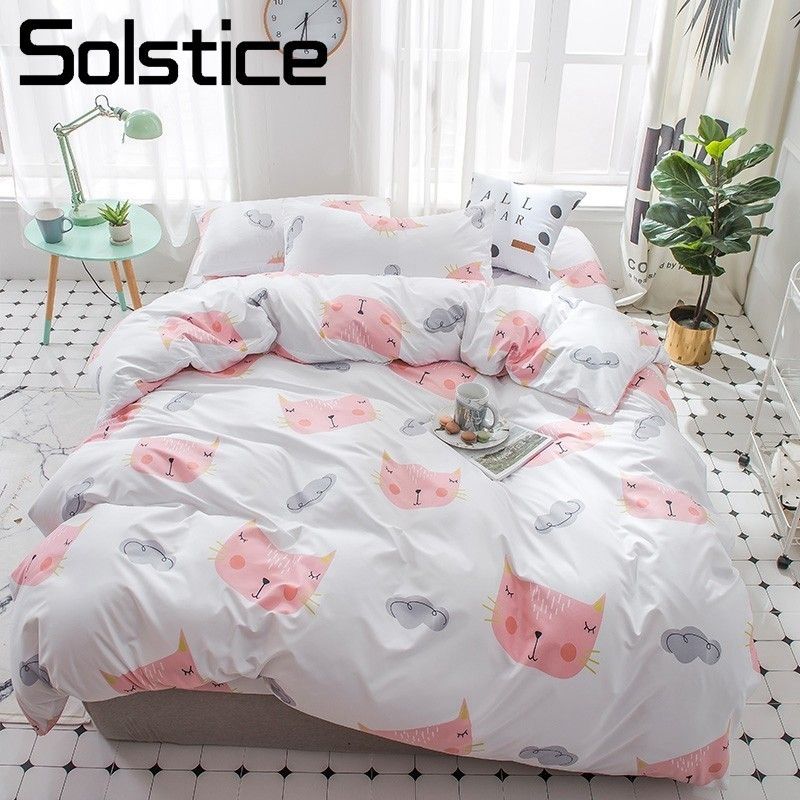 Solstice Home Textile Quiet Cat Kitty Girls Bedding Set Single