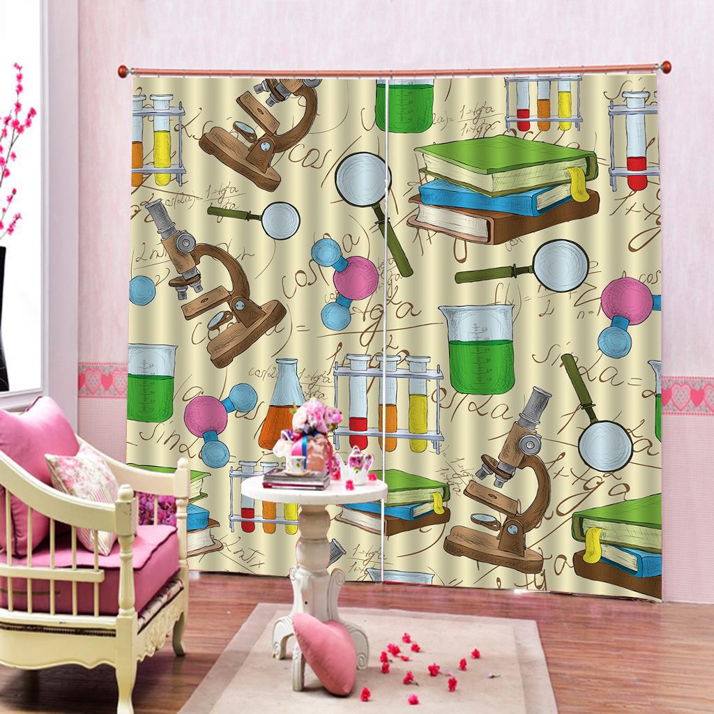 Discount Science Laboratory Doodle Window Curtains For Living Room