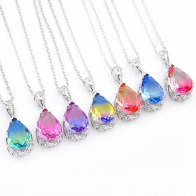 FREE GIFT BOX Tourmaline Women 925 Sterling Silver Pendant