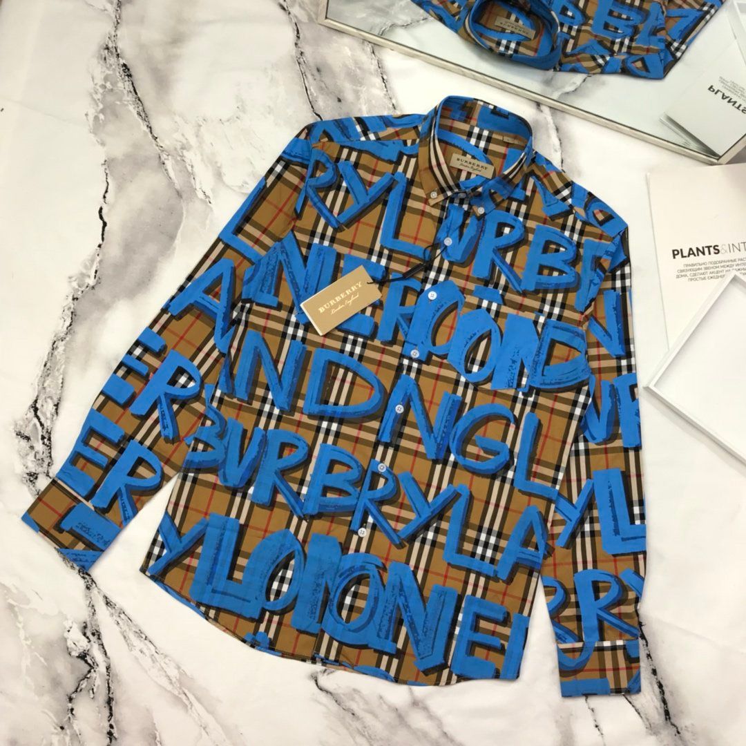 burberry shirt with blue writing
