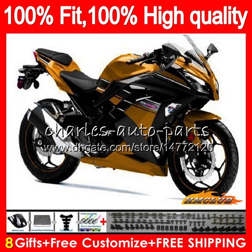 Injection For KAWASAKI ZX 300R ZX3R EX300 ZX 300R 27HC.38 EX300R ZX 3R 13 14 15 16 17 ZX300R 2013 2014 2015 2016 2017 Fairing Golden Black Motorcycle Parts For Cheap Motorcycle Quarter Fairing From Charles Auto Parts, $324.03| DHgate.Com