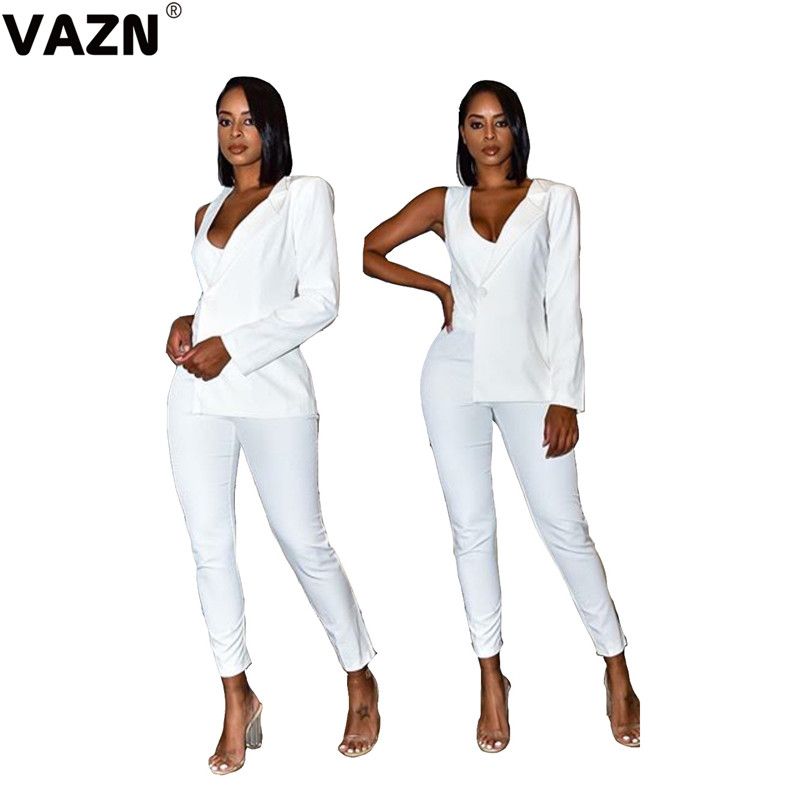 white blazer jumpsuit