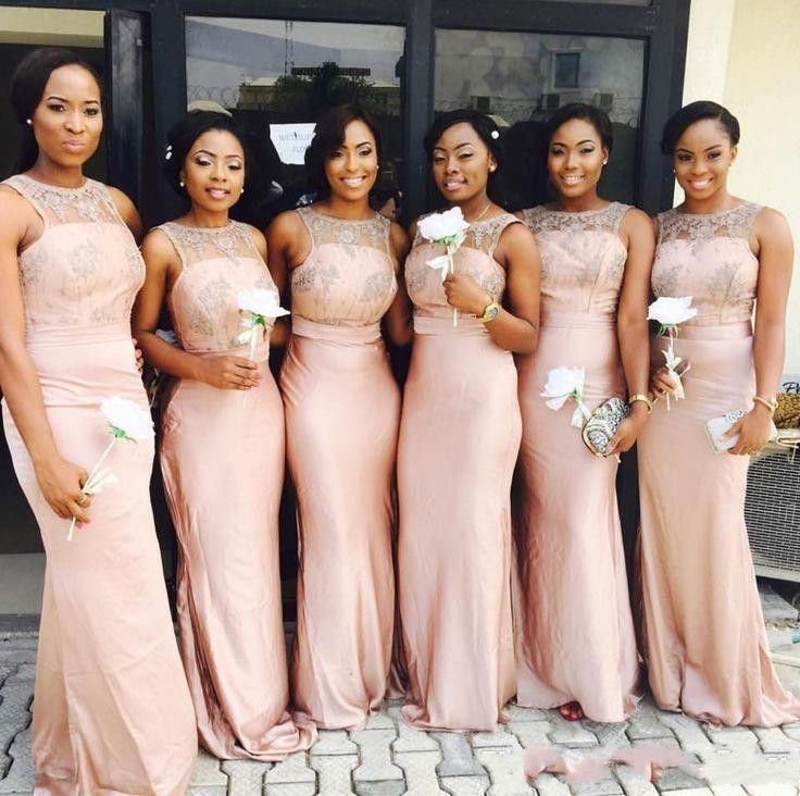 blush mermaid bridesmaid dresses