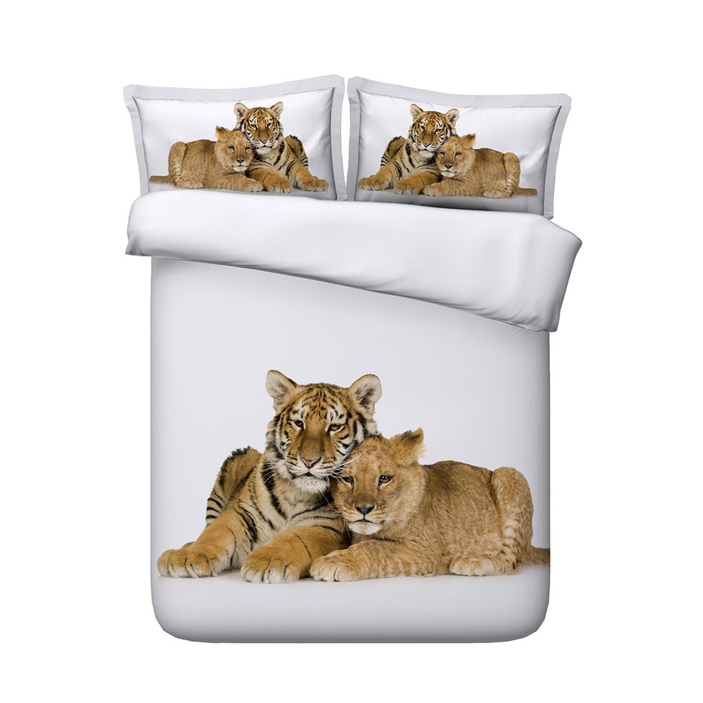 DOUBLE /& KING TIGER HORSES LEOPARD PHOTO PRINT ANIMAL DUVET COVERS SINGLE