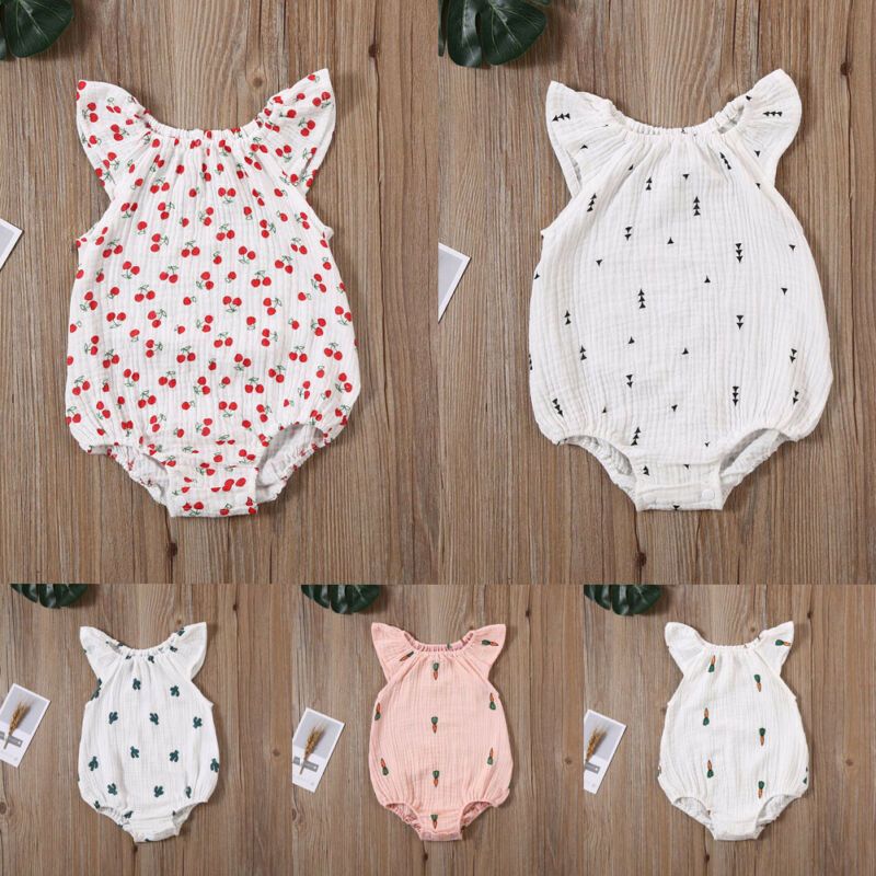 Baby Girls Romper Summer Turn-Down Collar Infant Newborn Cotton Clothes for 0-2Y Toddlers Outfits