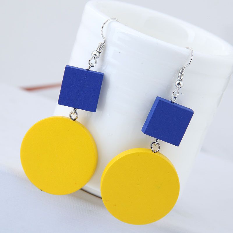 Pendientes azules amarillos para mujer Bohemian Pendientes colgantes Joyería de moda femenina Pendientes circulares