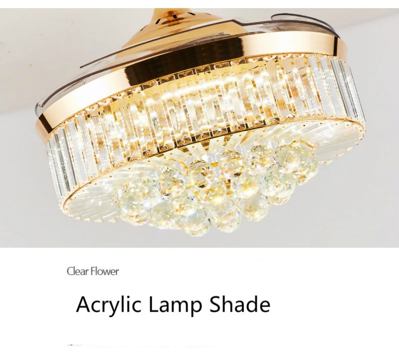 2019 42 Inch Gold Modern Led Crystal Living Room Modern White Fan Ceiling Lights Fixtures Acrylic Leaf Led Ceiling Fan Light Kit Remote Control From
