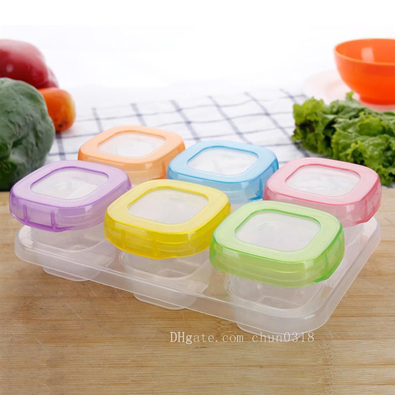 8 Multi Colour Plastic Food Containers Baby Mini Weaning Freezing Pots UK POST