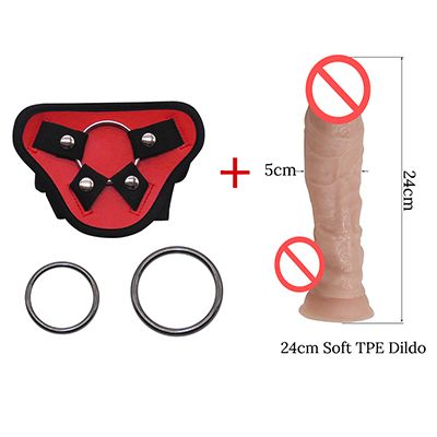 24 cm dildo i czerwone spodnie