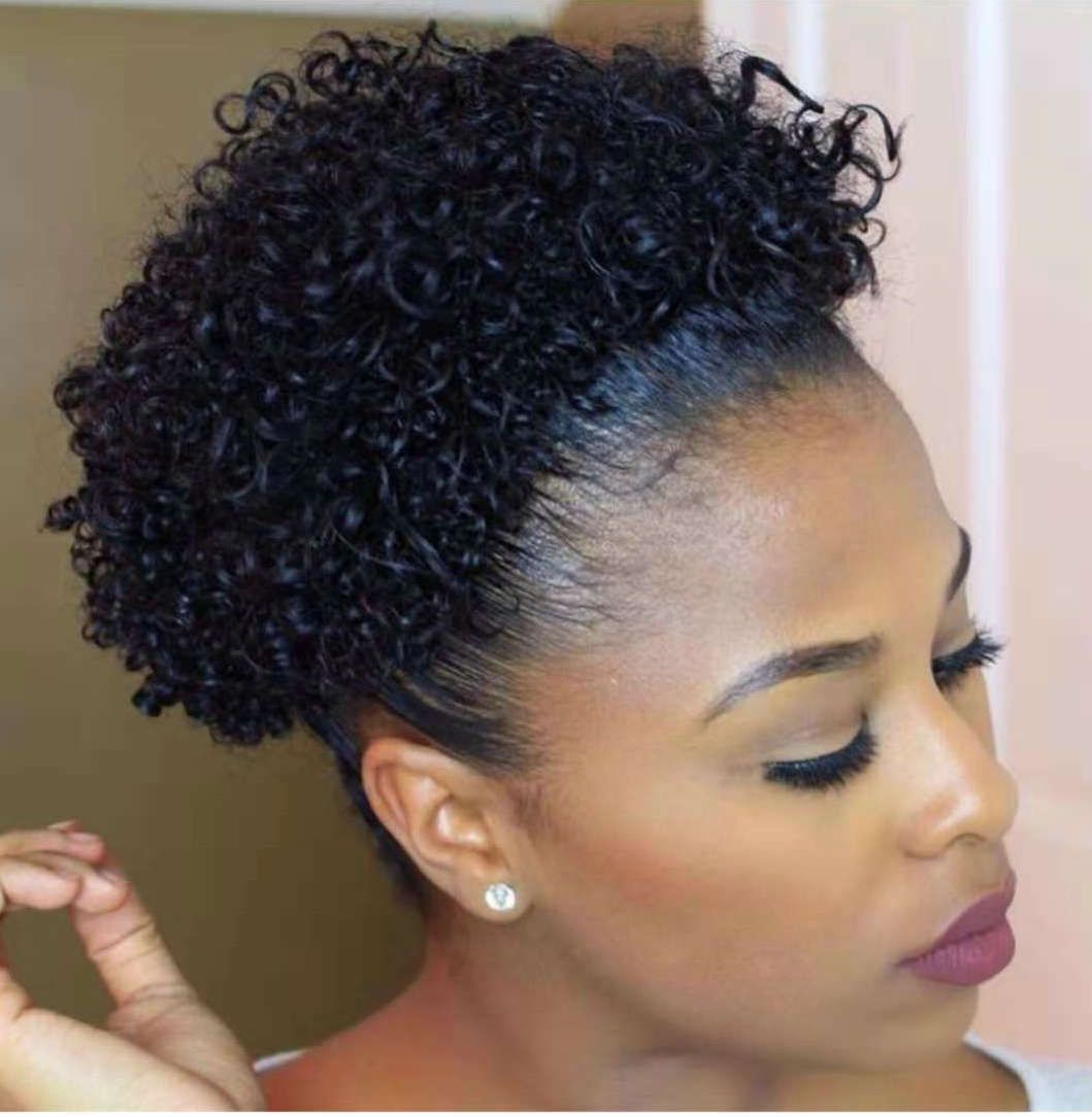 Black Hairstyle Short Afro Puff For Black Women Kinky Curly