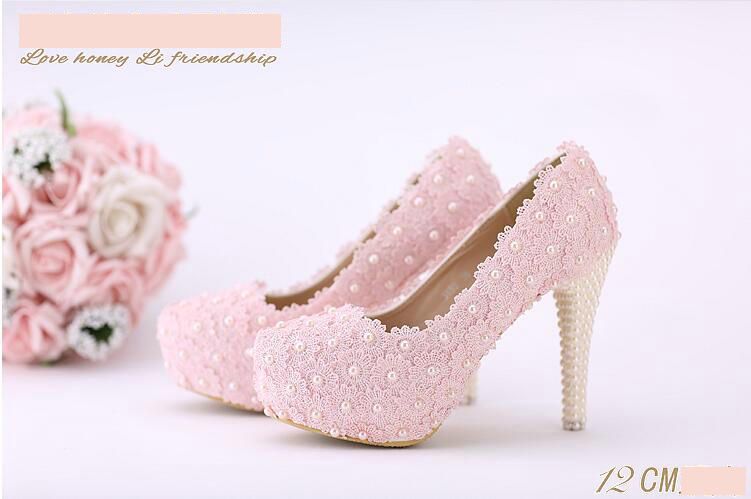 pink flower heels