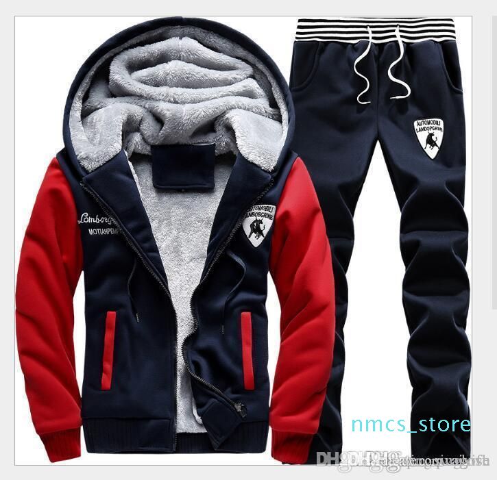 2020 Men Sweat Suits Fleece Warm Mens Tracksuit Set Casual Jogging ...