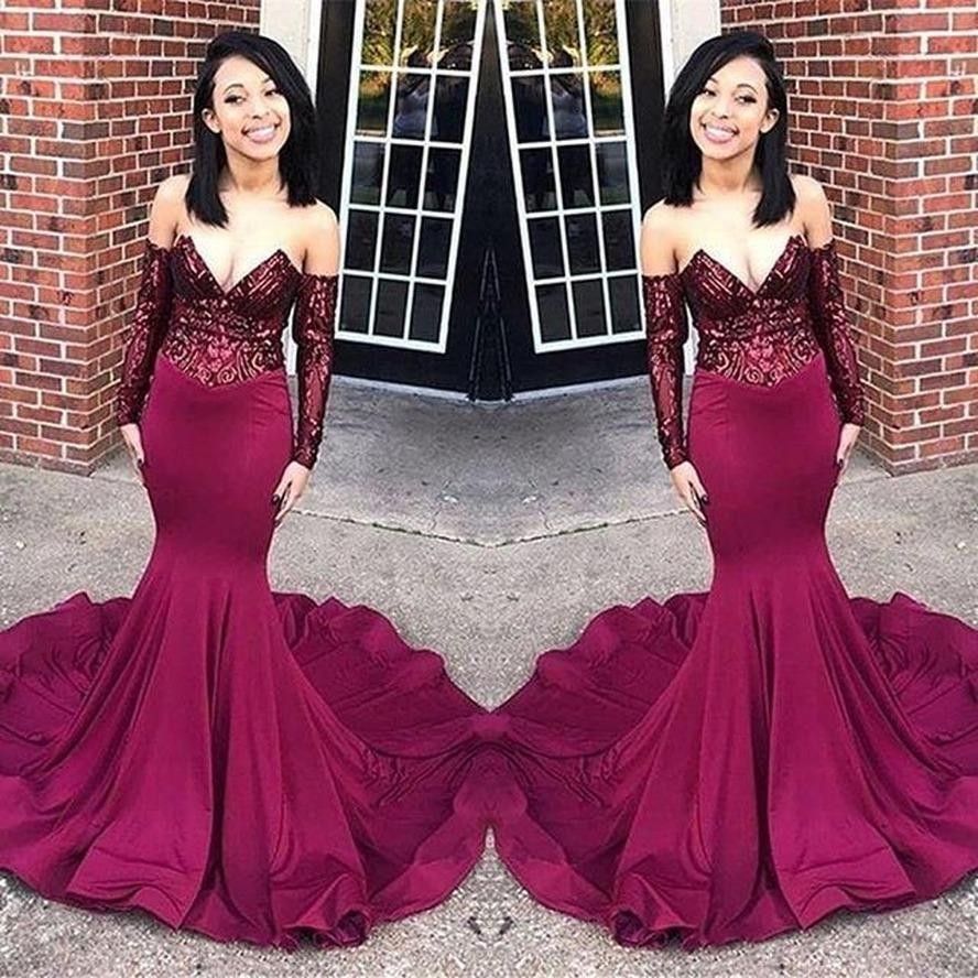 maroon and black prom dress