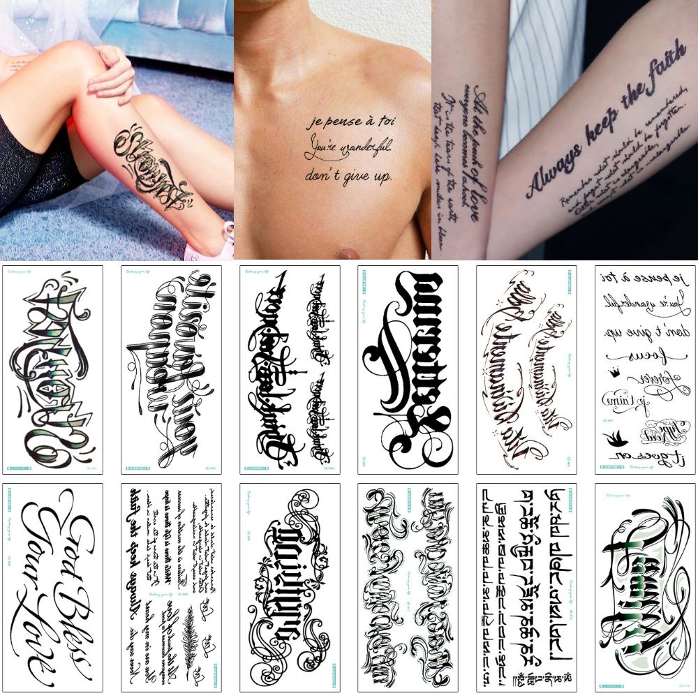 3D Tattoo Alphabet English Word Temporary Body Art Tattoo Sticker Cover Skin for Male Female Arm Chest Waist Lover Waterproof Transfer Paper 3D Tattoo Alphabet English Word Temporary Body Art Tattoo Sticker Cover Skin for Male Female Arm Chest Waist Lover Waterproof Transfer Paper