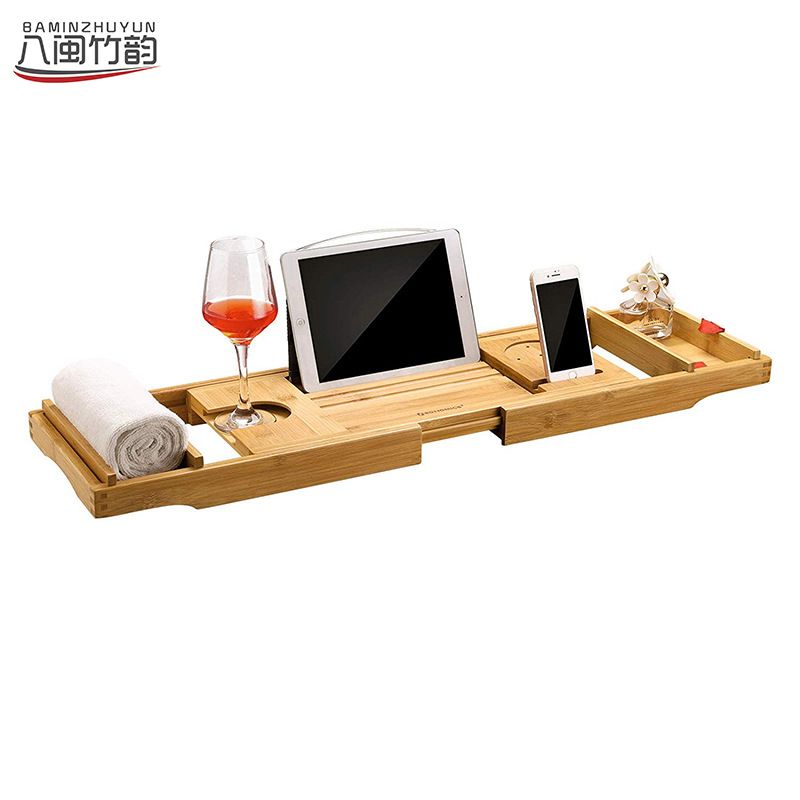 2019 Luxury Bamboo Bathtub Caddy Tray Two Person Bath And Bed Tray