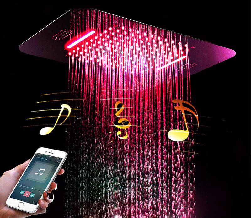 2021 Bluetooth Music LED Shower Spray Waterfall Rainfall 3 Function