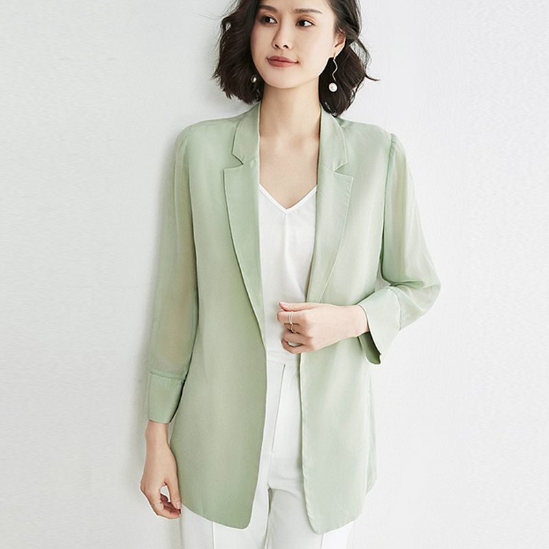 Compra Trajes De Mujer Blazers 100% Pesado Seda Mujeres Simples Diseño Traje  Lateral Dividir Mangas Largas Damas es Trabajo Ropa De Primavera Moda  Barato | Entrega Rápida Y Calidad | Es.Dhgate