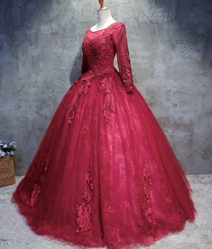 Ball Gown Wine Red Wedding Dresses With 
