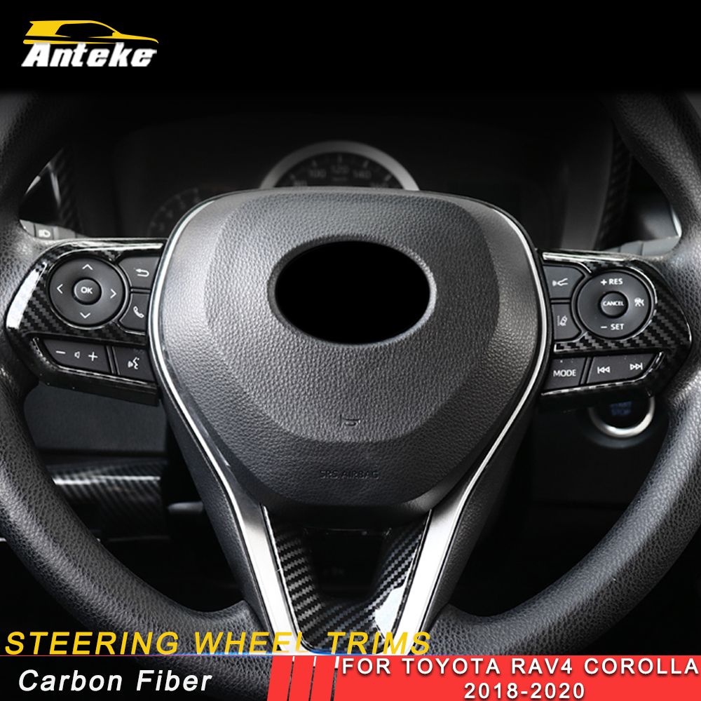 For 2018-2020 Toyota Camry Carbon Fiber ABS Steering Wheel Decor Frame Trim 3PCS