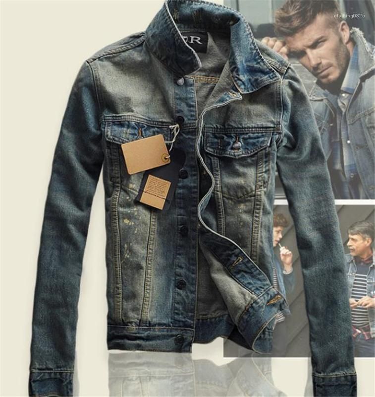 El diseñador Jean chaquetas para hombre invierno de Corea del cuello de equipo Denim Jean