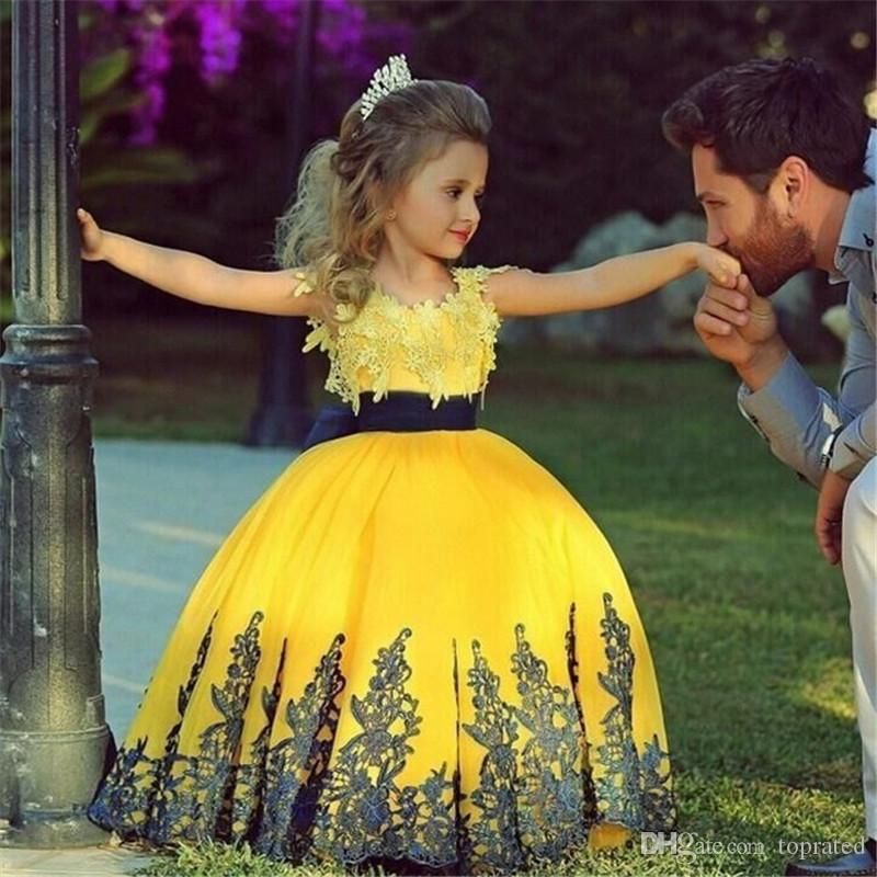 Little Girl Jr Bridesmaid Dresses Yellow